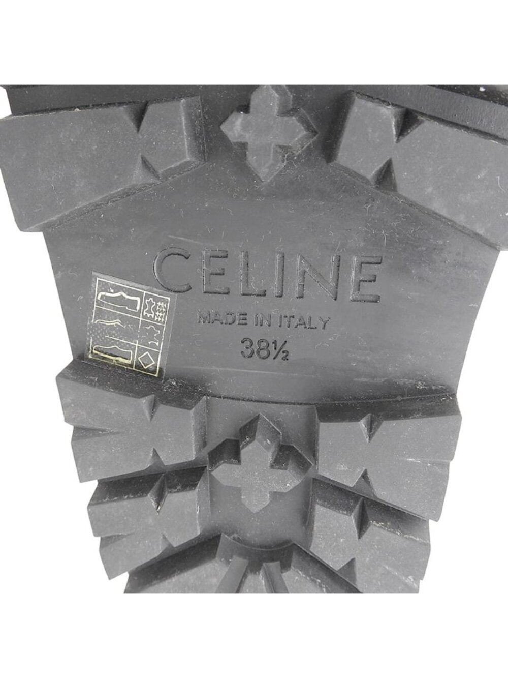 Celine Leather Fabric Sandals Bulky Shoes Black 38.5 - Picture 6 of 6